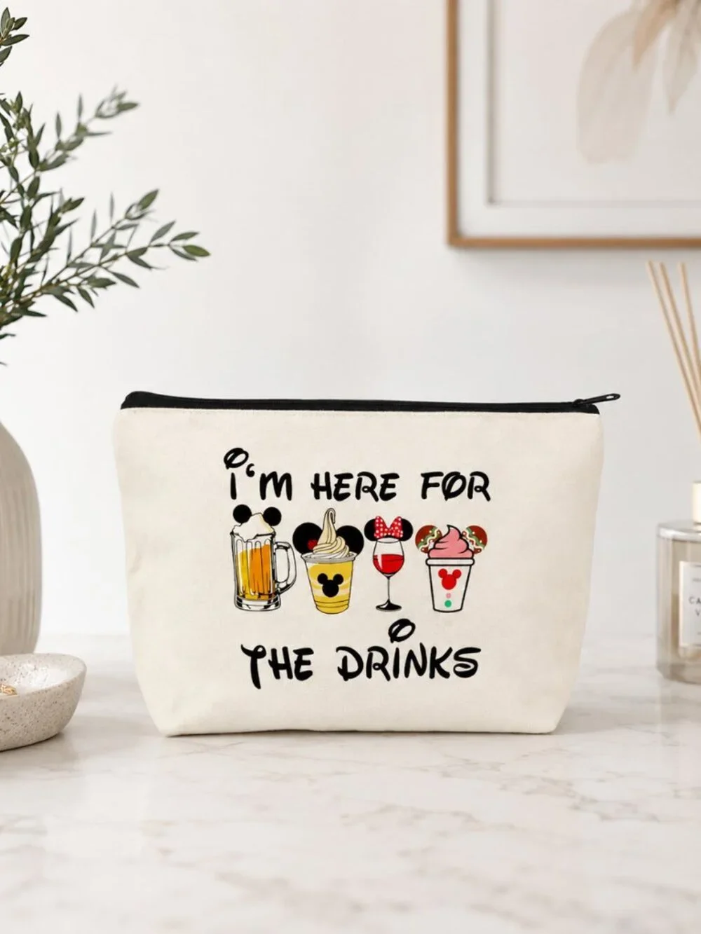 I’m Here for the Drinks Cosmetic Makeup Travel Bag NWT